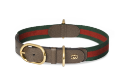 Large extra large pet collar in green and red fabric GUCCI US