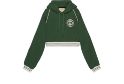 Cotton jersey hooded sweatshirt in green GUCCI US