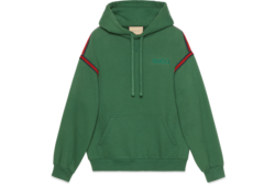 Cotton jersey hooded sweatshirt in green GUCCI US