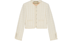 【GUCCI】ウール Vネック ジャケット ツイード 送料関税込 黒 761164_ZAPA4_1158_001_100_0000