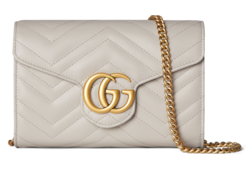 GG Marmont wallet on chain in black leather | GUCCI® US
