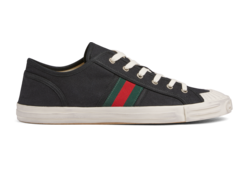 Men s sneaker with Web in black cotton GUCCI AE