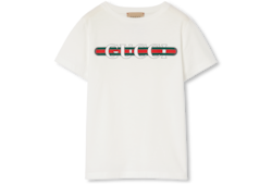 Children's printed cotton T-shirt in dark blue | GUCCI® ZA