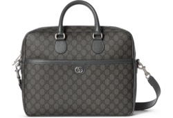 Ophidia medium GG briefcase in dark grey and black GG Supreme GUCCI AE