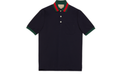 Cotton piquet polo with Web collar in ivory GUCCI Canada