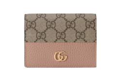 GG Marmont bi colour card case wallet in dusty pink leather and GG Supreme GUCCI SG