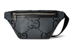 GG jumbo small belt bag in grey and black GG leather | GUCCI® US