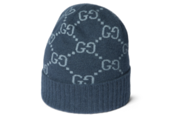 GG カシミア ジャカード キャップアイボリー＆ライトグレー
