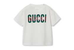 Baby printed cotton T-shirt in white | GUCCI® US