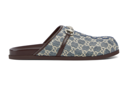 靴 Gucci Beige bow GG mules Men's Horsebit mule in beige and blue GG denim | GUCCI® NL