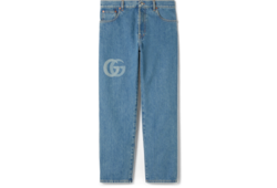 GUCCI ダメージ加工 ブルーストレートスリムフィットデニム イタリア製 36 GUCCI ダメージ加工 ブルーストレートスリムフィットデニム