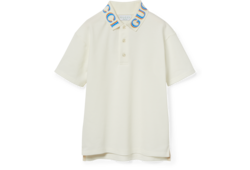 【美品】GUCCI ポロシャツ 白 チルドレン 140 10  お受験 発表会 チルドレンズ〕プリント コットン ポロシャツライトブルー