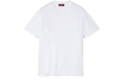 Embroidered cotton jersey T-shirt in white | GUCCI® US