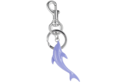Engraved dolphin keychain charm in silver-toned metal