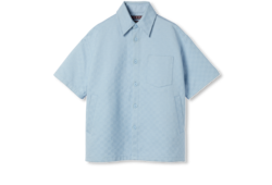 Oversize GG cotton shirt in light blue | GUCCI® US