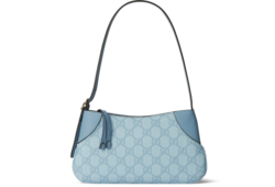 GG Emblem super mini shoulder bag in beige and white fabric