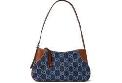 GG Emblem super mini shoulder bag in beige and dark brown