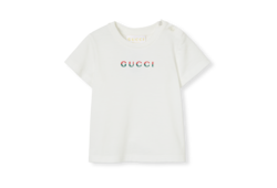GUCCI ベビー Tシャツ 80 Baby T-shirt with Gucci logo in white cotton | GUCCI® US