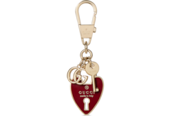 【GUCCI】ハートシェイプ キーチェーン ハートシェイプ キーチェーンベージュ＆ブラウン ファブリック