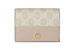 ✨未使用展示品✨　GUCCI ミニ財布 GGライン キャンバス　バイカラー　シマ オンライン限定 ダブルG バイカラー スモールウォレットベージュ