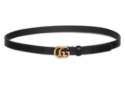GGマーモント〕シャイニーバックル レザー ベルトブラック