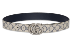 グッチ GUCCI ベルト金具付き ストレッチ コットンパンツ ベージュ 42 GG Marmont thin belt in beige and ebony Original GG canvas