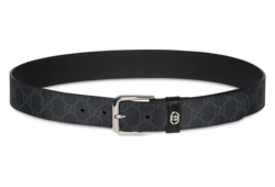 ▼GUCCI レザー　ベルト　インターロッキング　マット　ブラック　70　28 リバーシブル レザー ベルト（インターロッキングG バックル