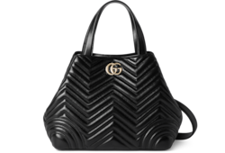 グッチ ハンド バッグ フォーマル GGマーモント 革 黒 FP498 GGマーモント〕ミディアム トートバッグブラック レザー | GUCCI公式