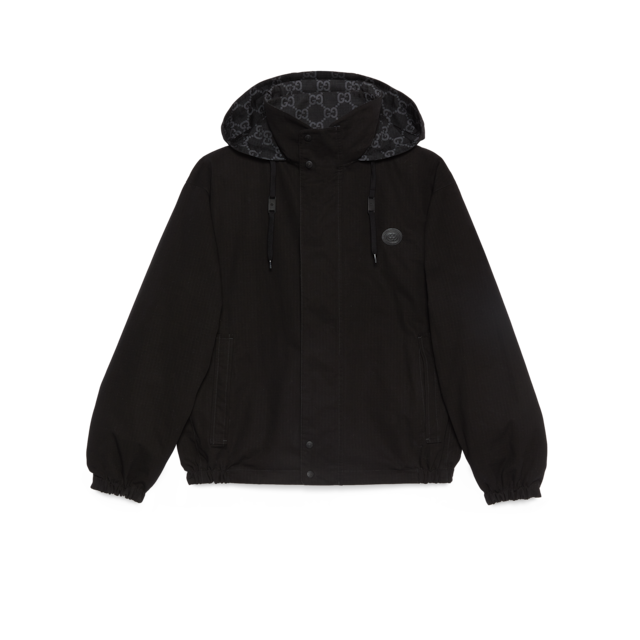 グッチフード付きジャケット AUTHENTIC Men's Uniform Gucci Black Polyamide Shell Hooded