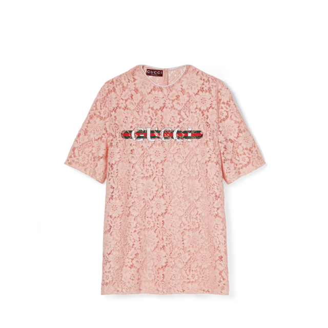 Tシャツ・カットソー GUCCI SS25 Pink crepe blouse (808280ZHS04 5797) Gucci Gucci T-shirt - T-Shirts - BeyondStyle