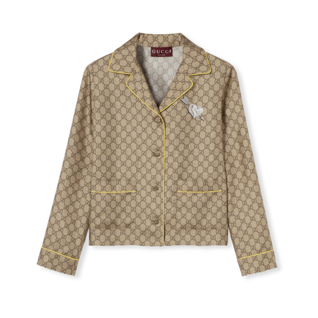 Silk crêpe de chine shirt in ivory | GUCCI® AE