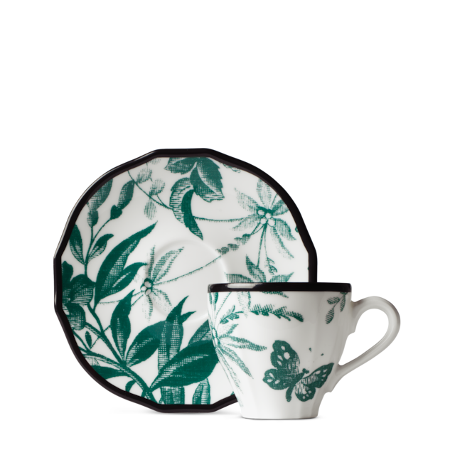 Herbarium coffee cup and saucer, double set