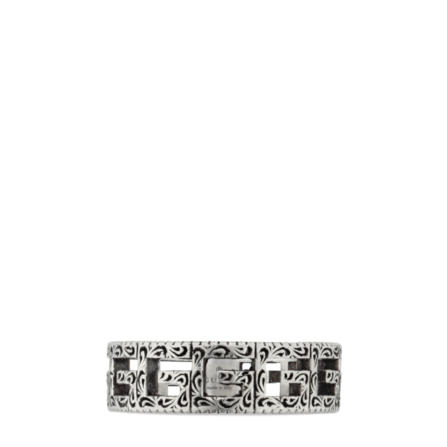 GG and bee engraved ring in 925 sterling silver | GUCCI® US