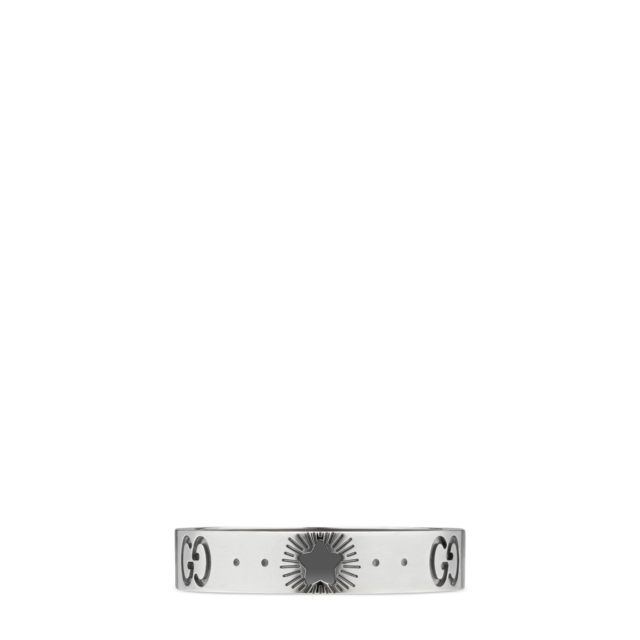 ★GUCCI★アイコン シンバンド ホワイトゴールド/ブラック 幅7mm ☆GUCCI☆アイコン シンバンド ホワイトゴールド/ブラック 幅7mm