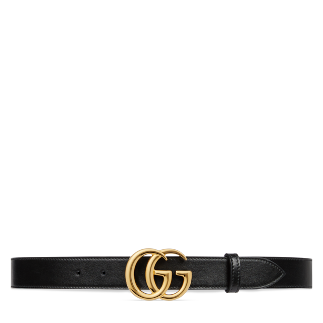 Gucci GG Marmont Black Leather Belt Brass Buckle Size 70/28