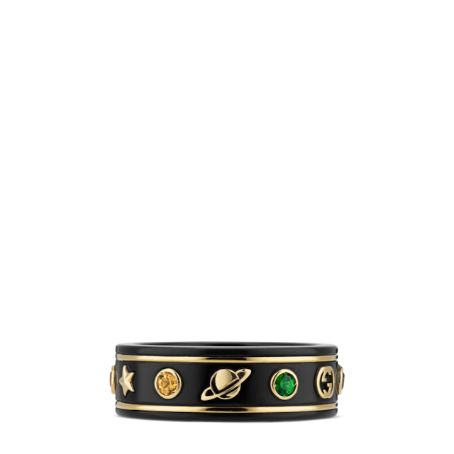 Icon thin band in white gold in 18k white gold and black