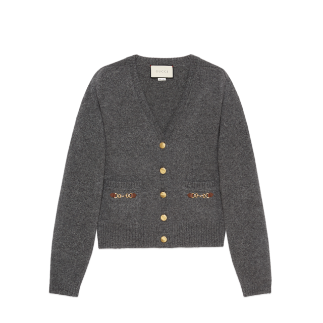 GUCCI グッチ　ホースビット　カシミヤ　トップ　セーター　ニット　グレー GUCCI グッチ ホースビット カシミヤ トップ セーター ニット