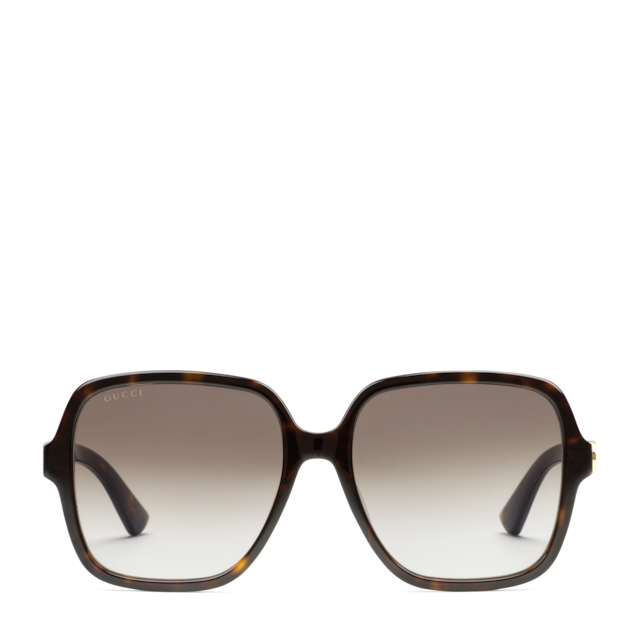 プ*読様 GUCCIスクエアサングラス Oversize rectangular sunglasses in shiny black acetate