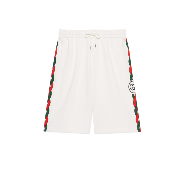 Cotton piquet shorts with Web in white | GUCCI® US
