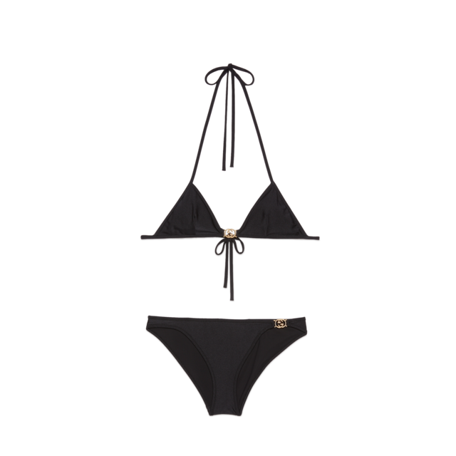 GG stretch jersey bikini in blue and white | GUCCI® BG
