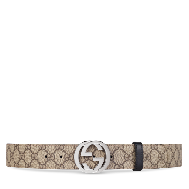 GG Supreme Beige Belt With Silver G Buckle | GUCCI® US