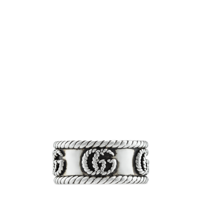 GG and bee engraved ring in 925 sterling silver | GUCCI® US