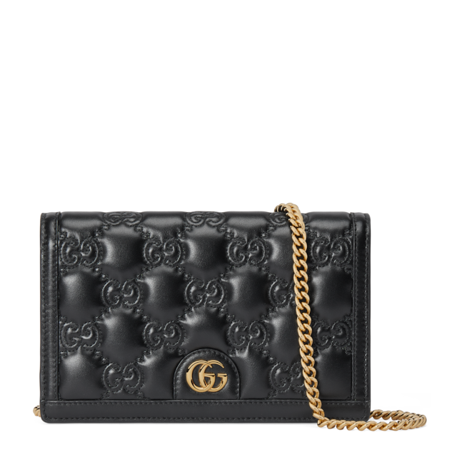 国内直営**GUCCI**GGマーモント チェーンウォレット GGマーモント〕チェーンウォレットブラック レザー | GUCCI公式