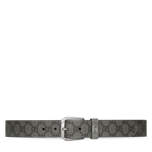 Belt with Interlocking G detail in black Supreme | GUCCI® US