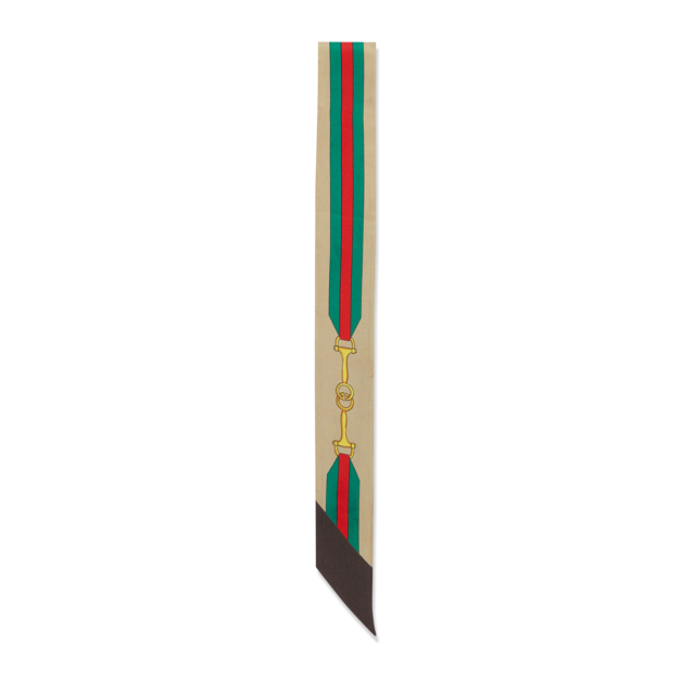 GUCCI インターロッキングC ホースビットプリントシルクネックボウ インターロッキングG ホースビット プリント シルク ネックボウ