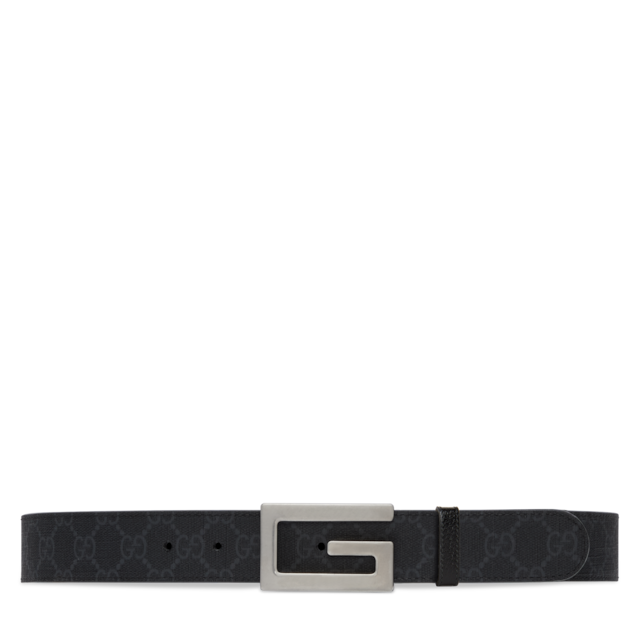 美品】グッチ Gバックル リバーシブル ベルト シルバー ブラック