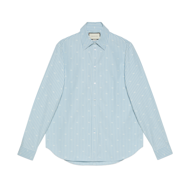 ダブルG コットンシルク シャツライトブルー | GUCCI公式