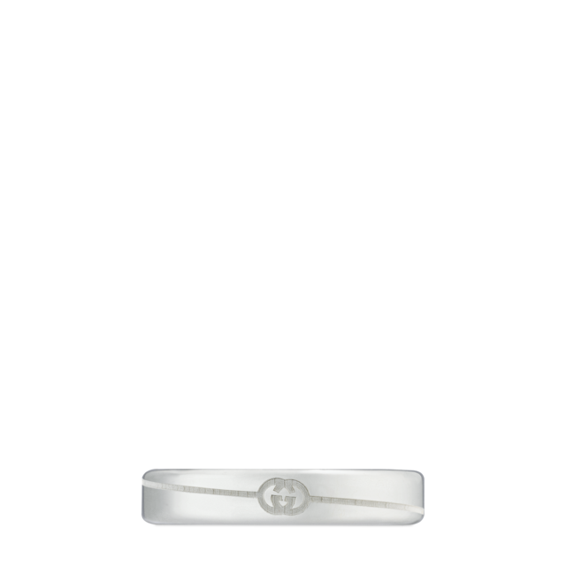 Diagonal Interlocking G wide ring in 925 sterling silver
