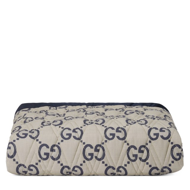 Double-sided GG quilted cotton blanket