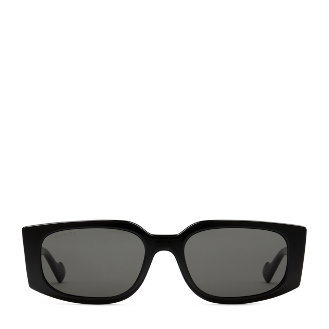 GUCCI スクエアフレムオハサイスサンクラス GG0092S 001 Rectangular-frame sunglases in black injection | GUCCI® US